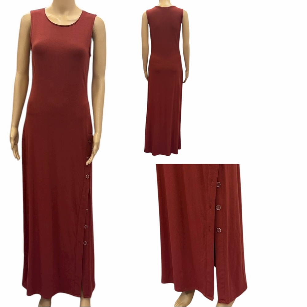Premise Rust Sleeveless Maxi Dress with Button Slit Front Womens Small - Picture 4 of 13